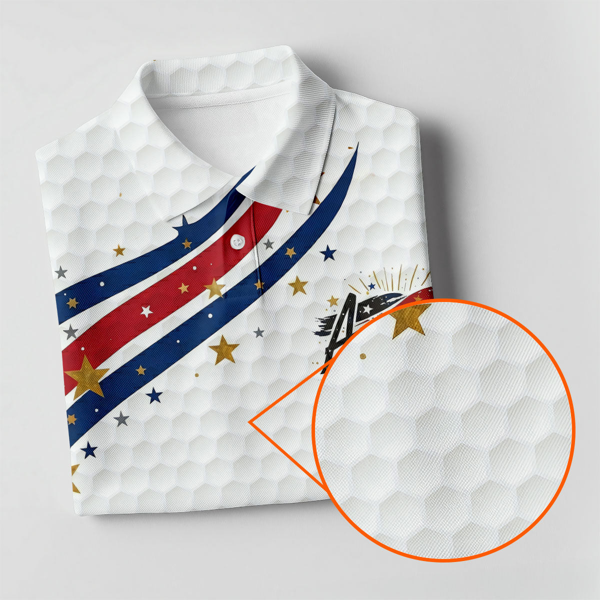 Red White Blue Wavy Stripes Golf Ball Pattern Patriotic Golf Shirt, 250th Anniversary Golf Shirt For Women
