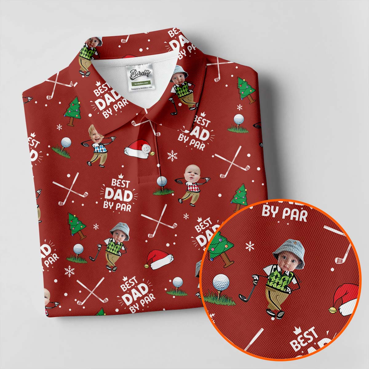 Custom Face Best Dad By Par Red Golf Shirt, Christmas Golf Shirt, Ladies Golf Polos, Women's Polo Shirt