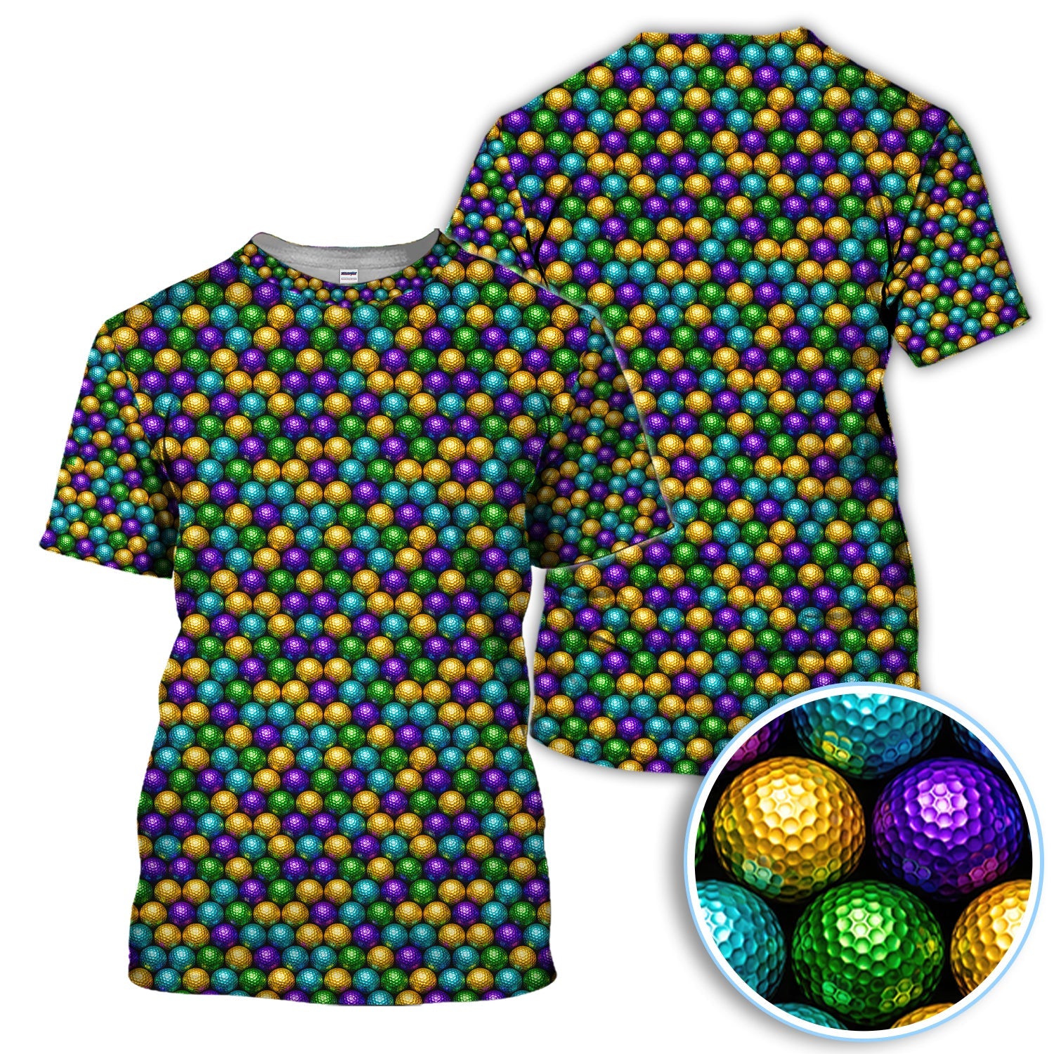 Disco Ball Pattern Golf Polos, Mardi Gras Golf Shirt For Men, Golf Gift For Golfer