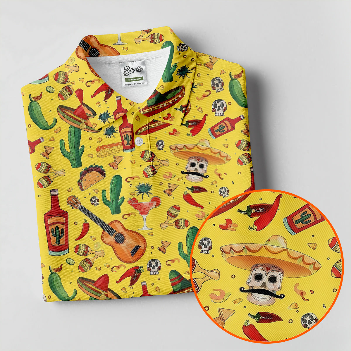 Skulls With Sombreros Funny Cinco De Mayo Fiesta Themed Ladies Golf Tops, Golf Shirt For Women