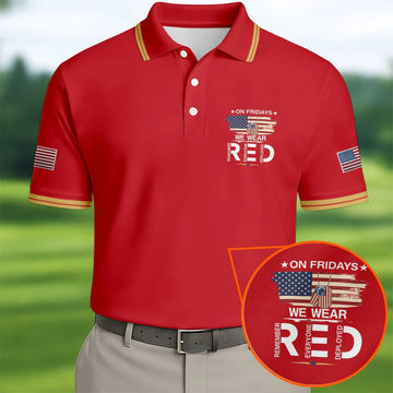 On Friday We Wear Red 250 Years Golf Tops For Men, Patriotic Father's Day Golf Shirt