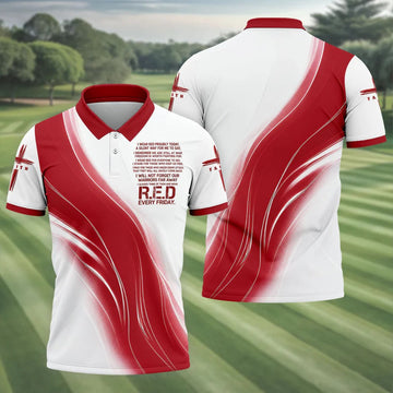 Red Friday Faith Cross Red White Gradient Patriotic Golf Shirt, 250 Years Polo Shirts For Men