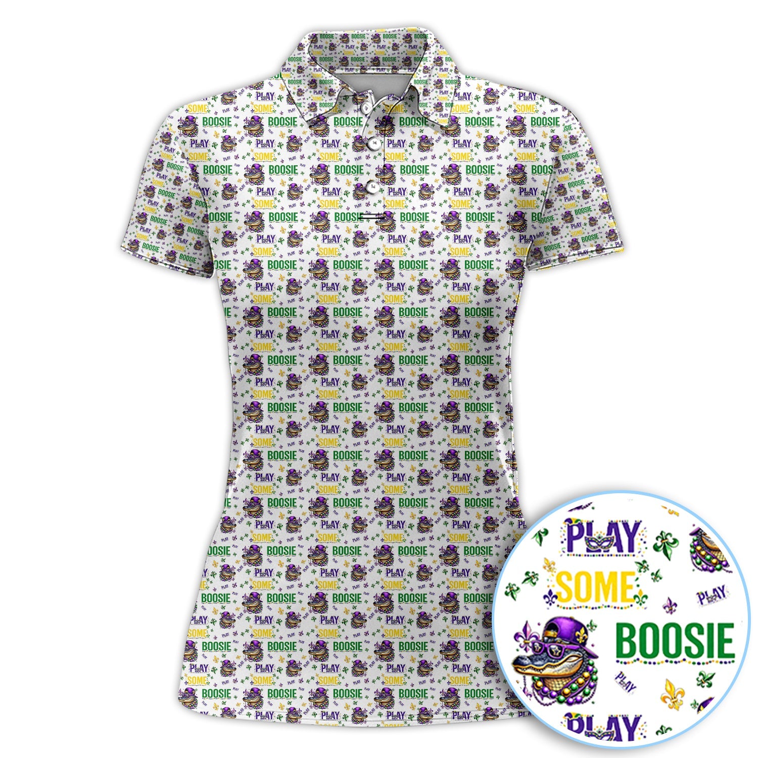 Play Some Boosie Pattern Golf Shirt, Mardi Gras Golf Polos For Golfer, Men Golf Gift