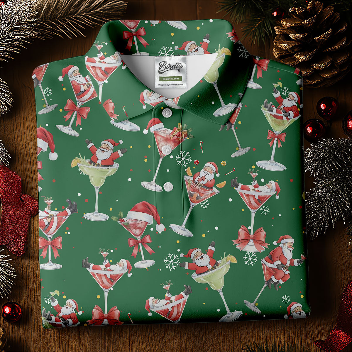 Santa Claus Margarita Christmas Shirt Golf Polo Shirt Unique Gift For Golfer, Golf Gifts For Women
