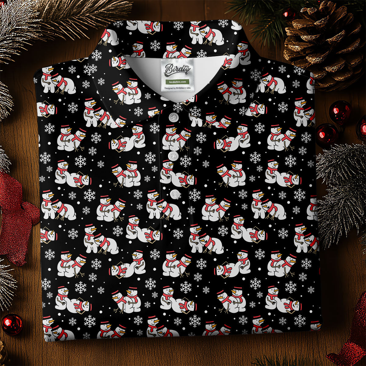 Naughty Snowman Black Golf Shirt, Christmas Golf Shirt, Fun Women's Golf Shirts, Ladies Golf Polos