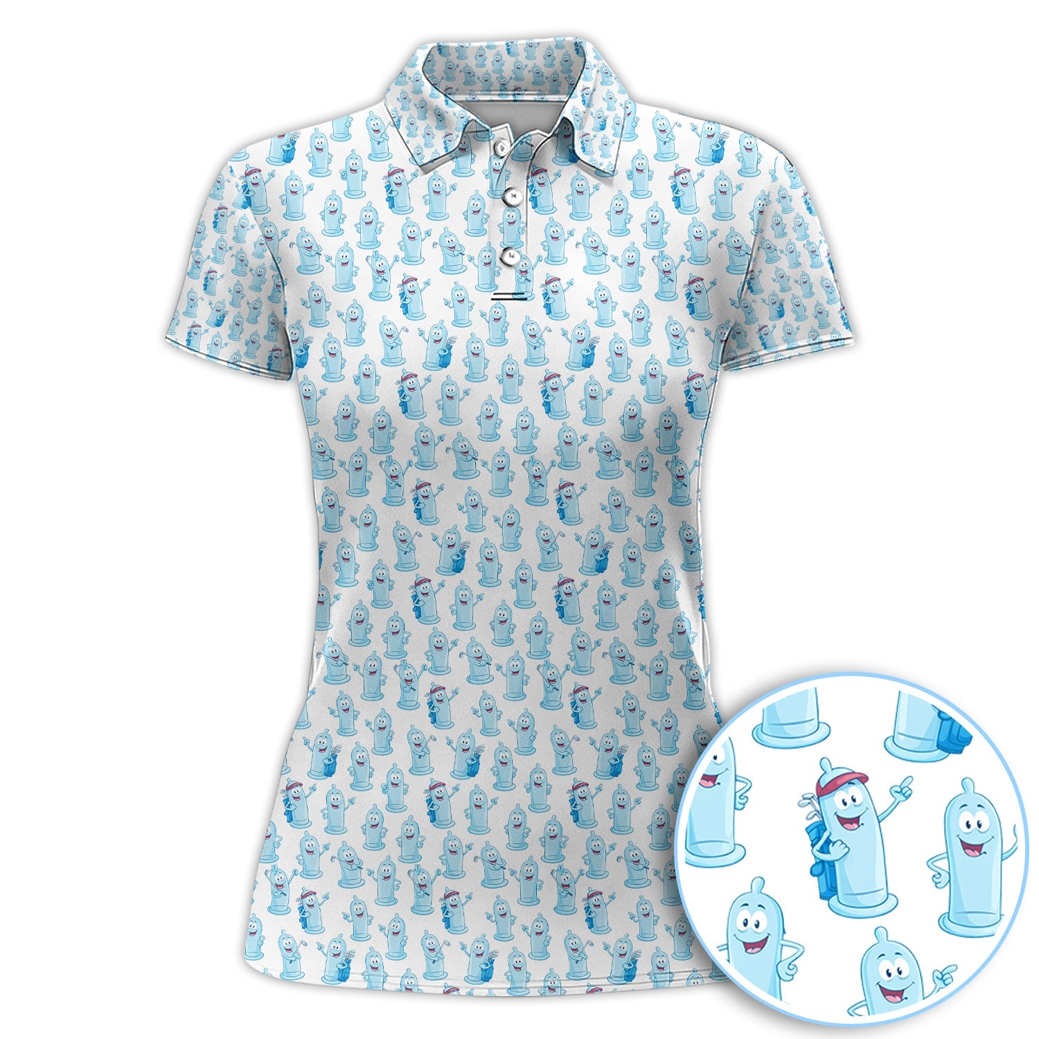Funny Pattern Golf Polos, Light Blue Golf Shirt For Golfer, Golf Gift For Men