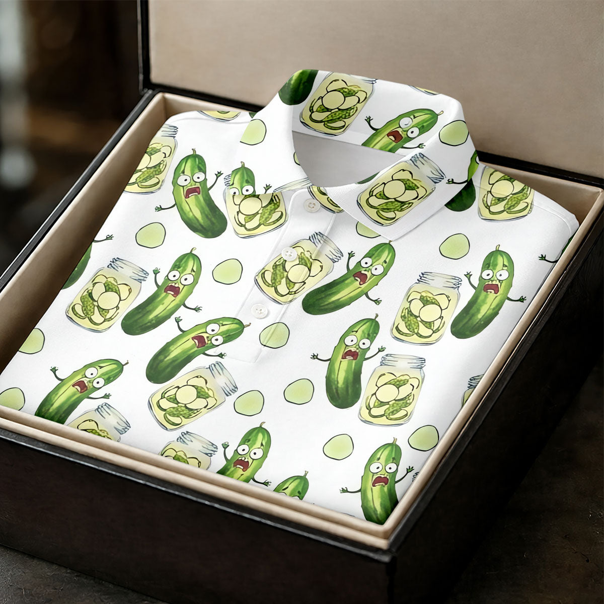 Funny Pickle Hawaiian Golf Shirt, Cartoon Style Women's Golf Tops, Ladies Golf Shirts