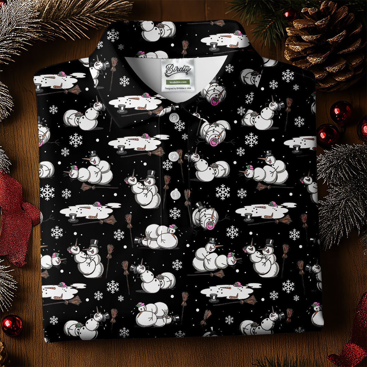 Funny Snowman Naughty Couple Black Golf Shirt, Christmas Golf Shirt, Golf Gift For Ladies, Women Golf Top