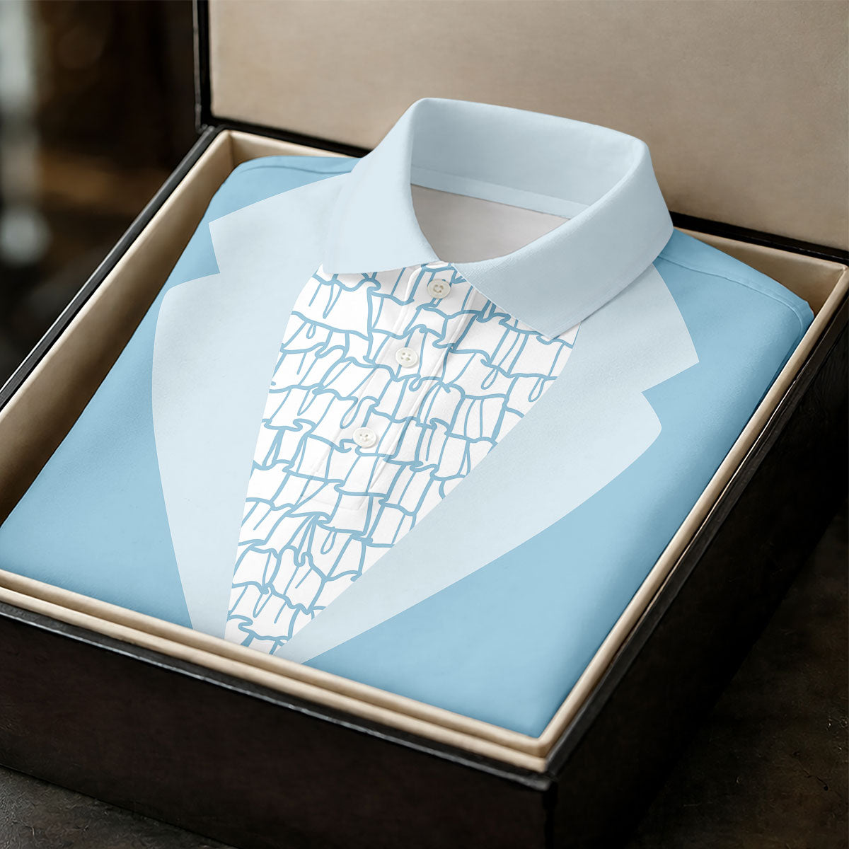 Light Blue Tuxedo Fun Women's Golf Shirts, Retro Golf Shirt, Ladies Golf Tops