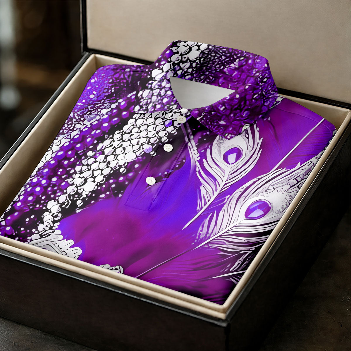 Mardi Gras Masquerade Mask Feather Beads Purple Golf Shirt, Women's Golf Tops, Ladies Golf Polos