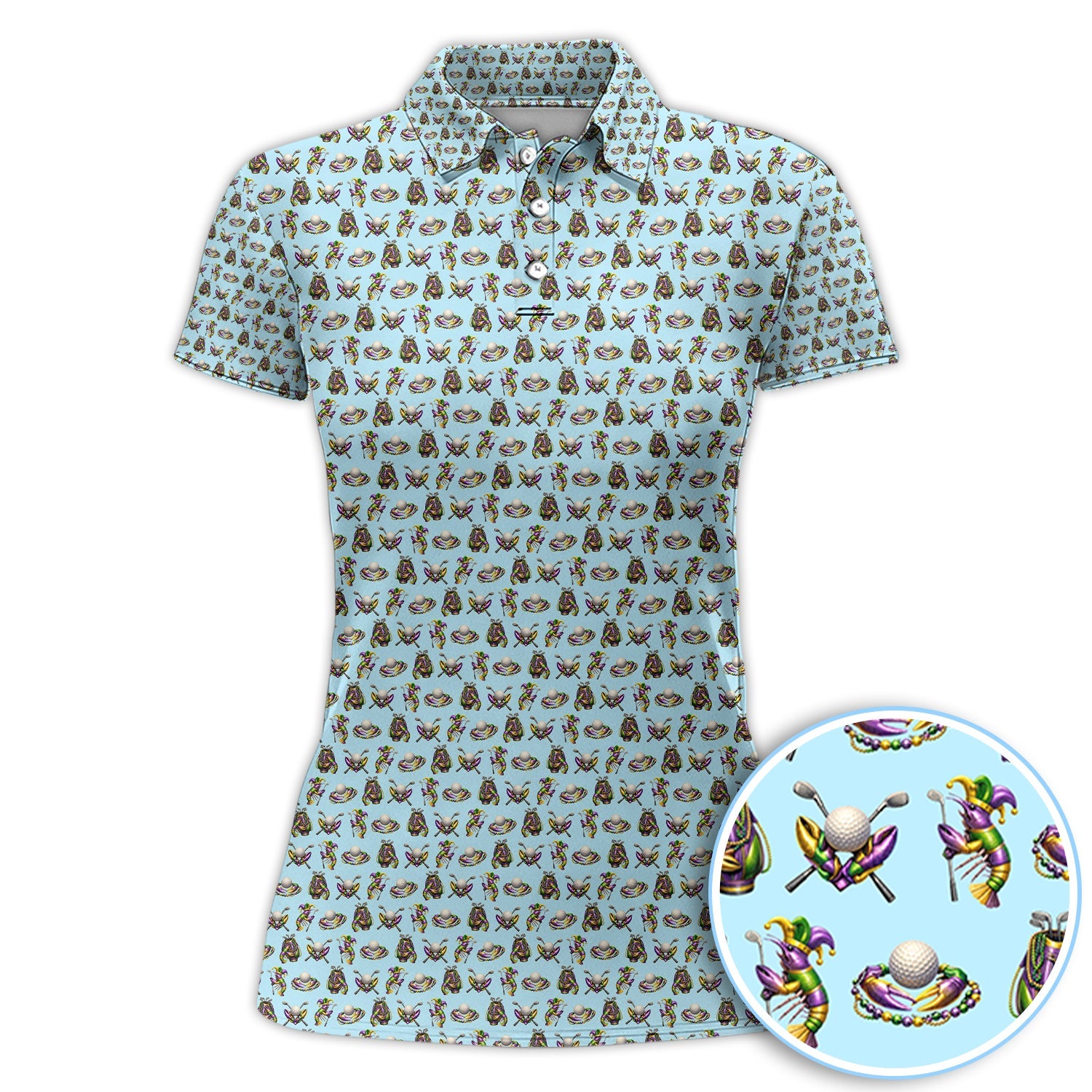 Mardi Gras Golf Pattern Polos, Carnival Golf Shirt For Men, Golf Gift For Golfer