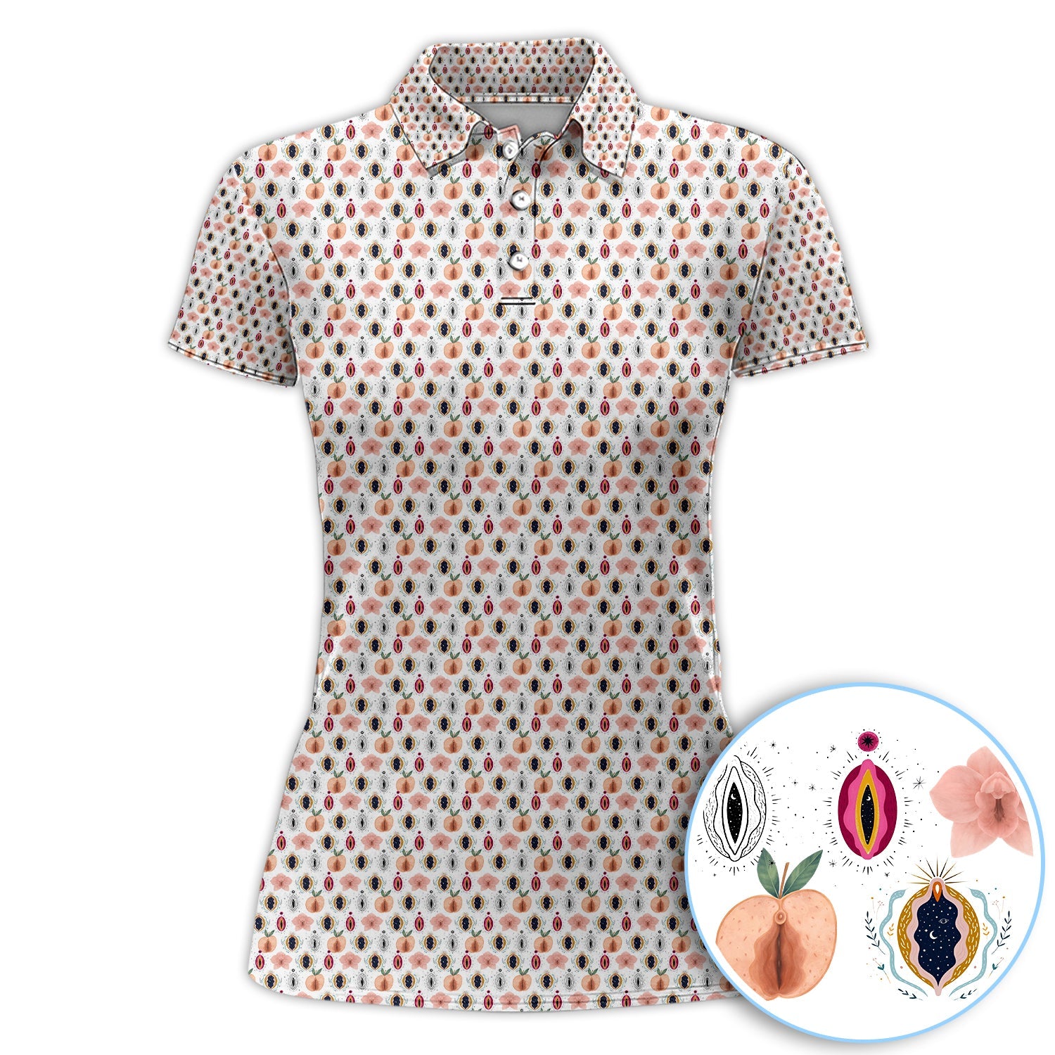 Abstract Floral Art Pattern Golf Polos, Crazy Golf Shirt For Men, Funny Golf Gift For Golfer