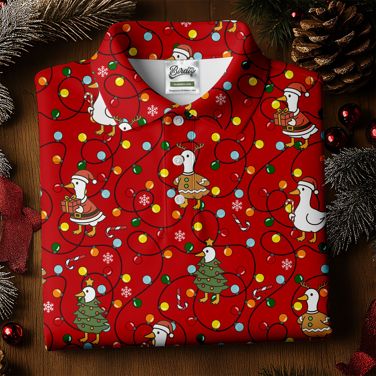 Funny Duck Merry Xmas Red Golf Shirts, Christmas Golf Shirt, Golf Gifts For Women, Fun Golf Shirt