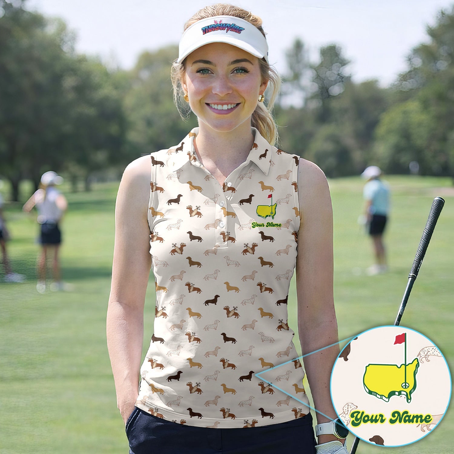 Personalized Dachshund Dog Golf Pattern Shirt, Cute Dachshund Golf Shirt For Women, Dog Lover Golf Gift