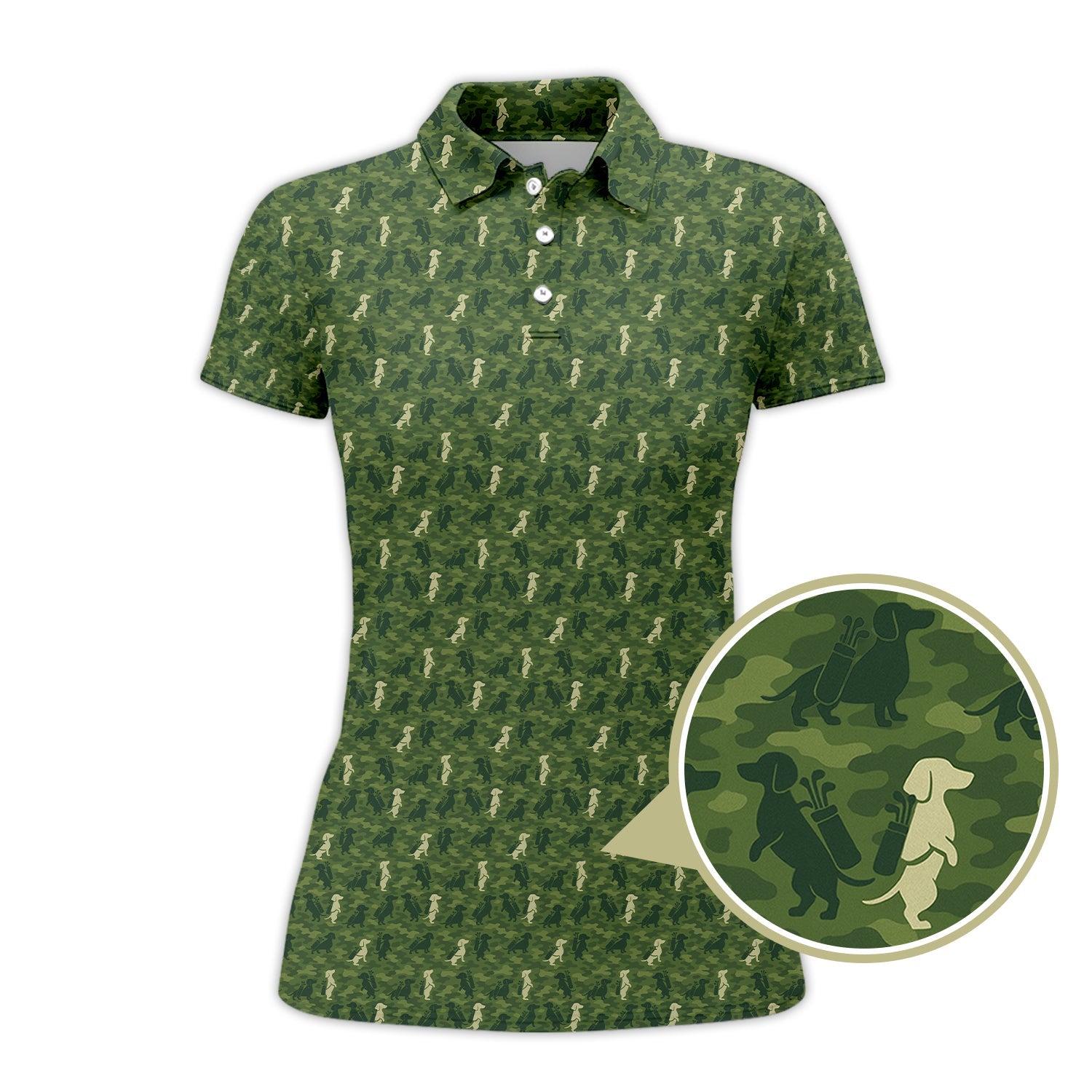Dog Pattern Golf Shirt, Dachshund Golf Shirt For Golfer, Funny Camo Golf Shirt, Crazy Golf Shirt For Men