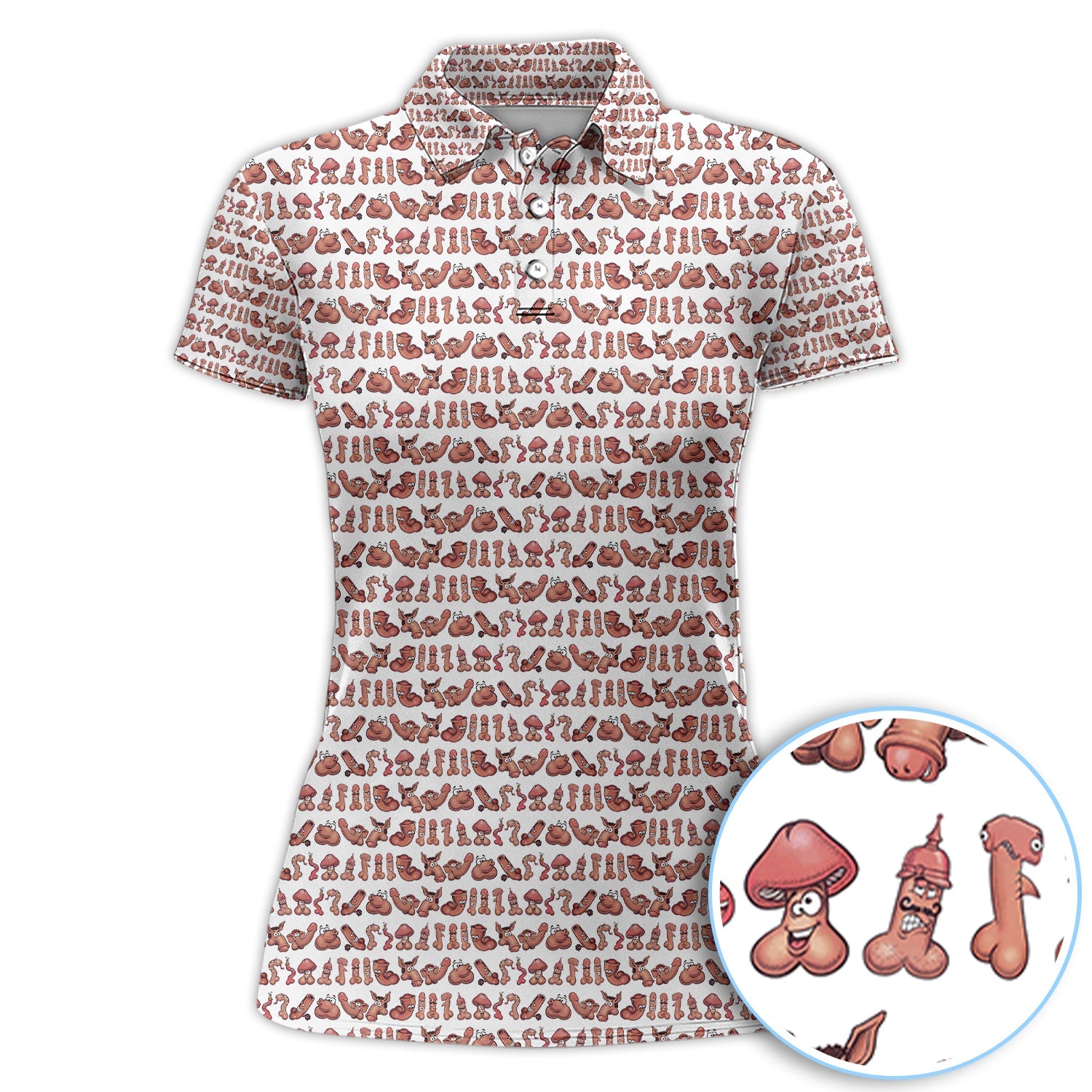 Playful Abstract Cartoon Pattern Golf Polos, Funny Golf Shirt For Men, Golf Gift For Golfer