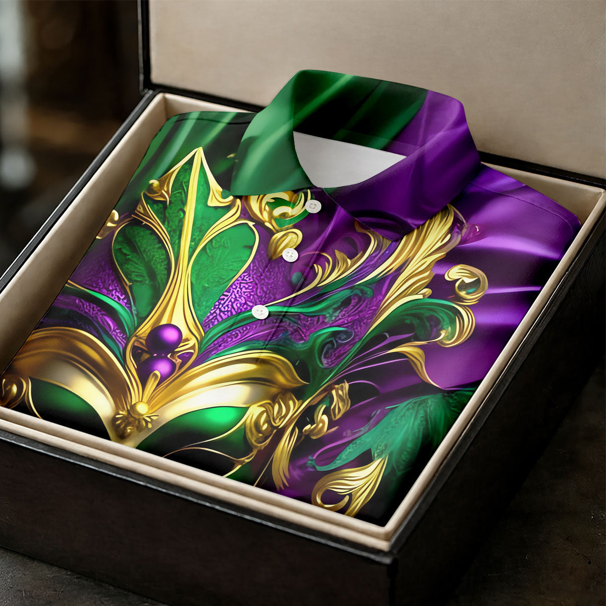 Mardi Gras Face Mask Purple Green Gold Women's Golf Tops, Ladies Golf Polos, Women's Polo Shirt