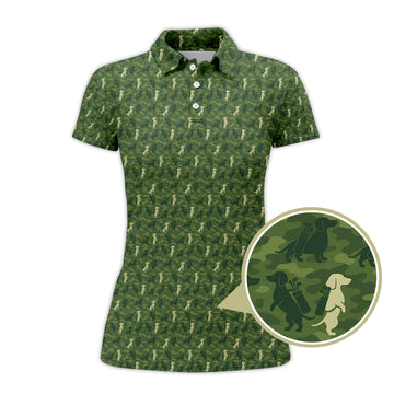 Dachshund Golf Shirt For Golfer, Funny Camo Dog Pattern Golf Shirt, Crazy Golf Shirt For Women