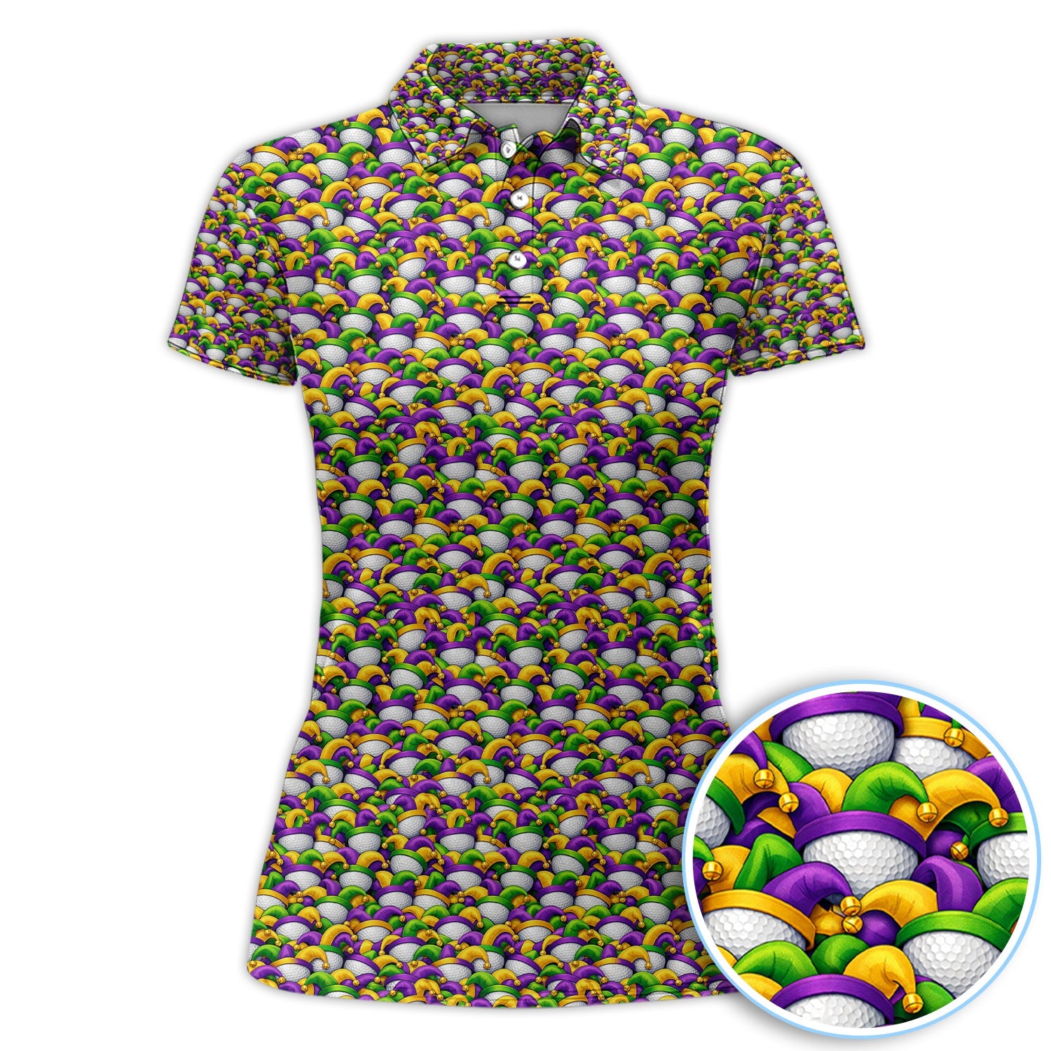 Carnival Golf Pattern Polos, Mardi Gras Golf Shirt For Golfer, Golf Gift For Men