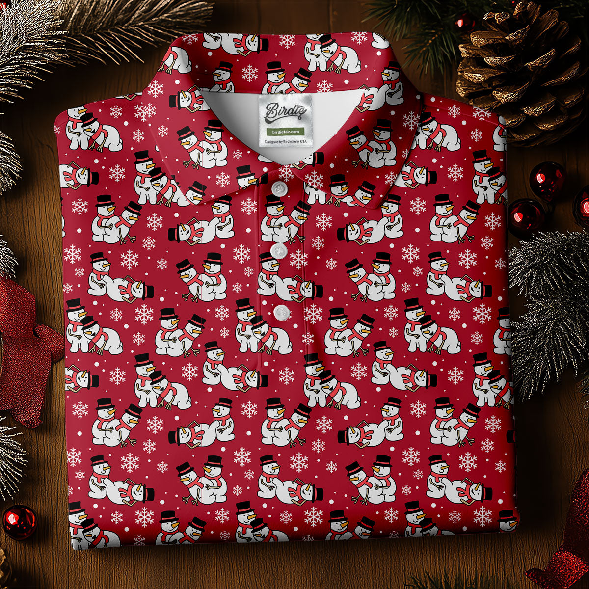 Naughty Snowman Red Golf Shirt, Christmas Golf Shirt, Fun Women's Golf Shirts, Ladies Golf Polos