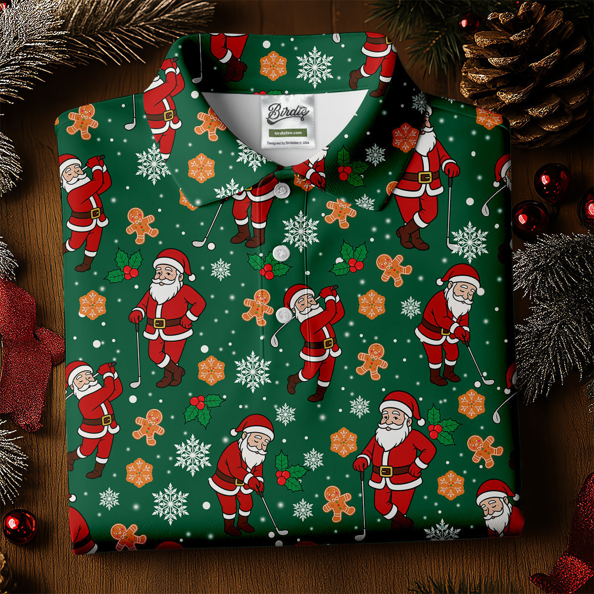 Golfing Santa Christmas Golf Shirt, Women's Golf Tops, Ladies Golf Shirts, Golf Gift For Ladies