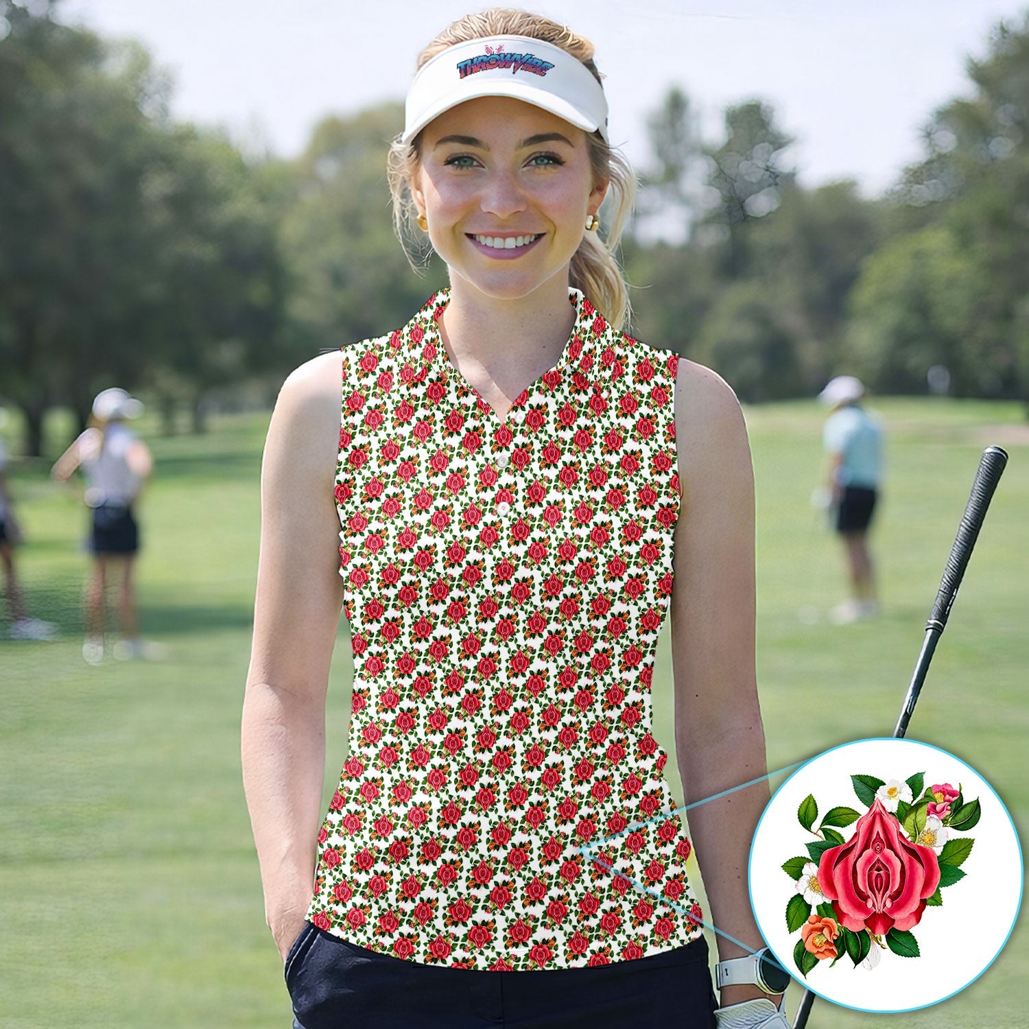 Vintage Rose Floral Golf Pattern Shirt, Romantic Rose Aesthetic Golf Shirt For Women, Flower Lover Gift
