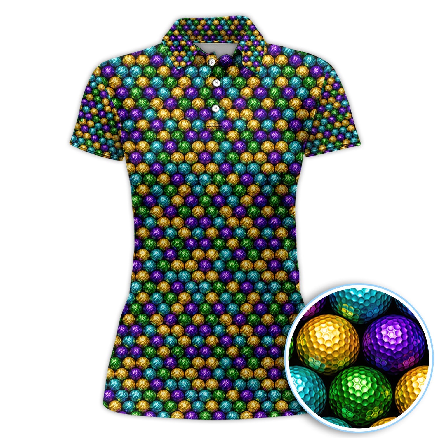 Disco Ball Pattern Golf Polos, Mardi Gras Golf Shirt For Men, Golf Gift For Golfer