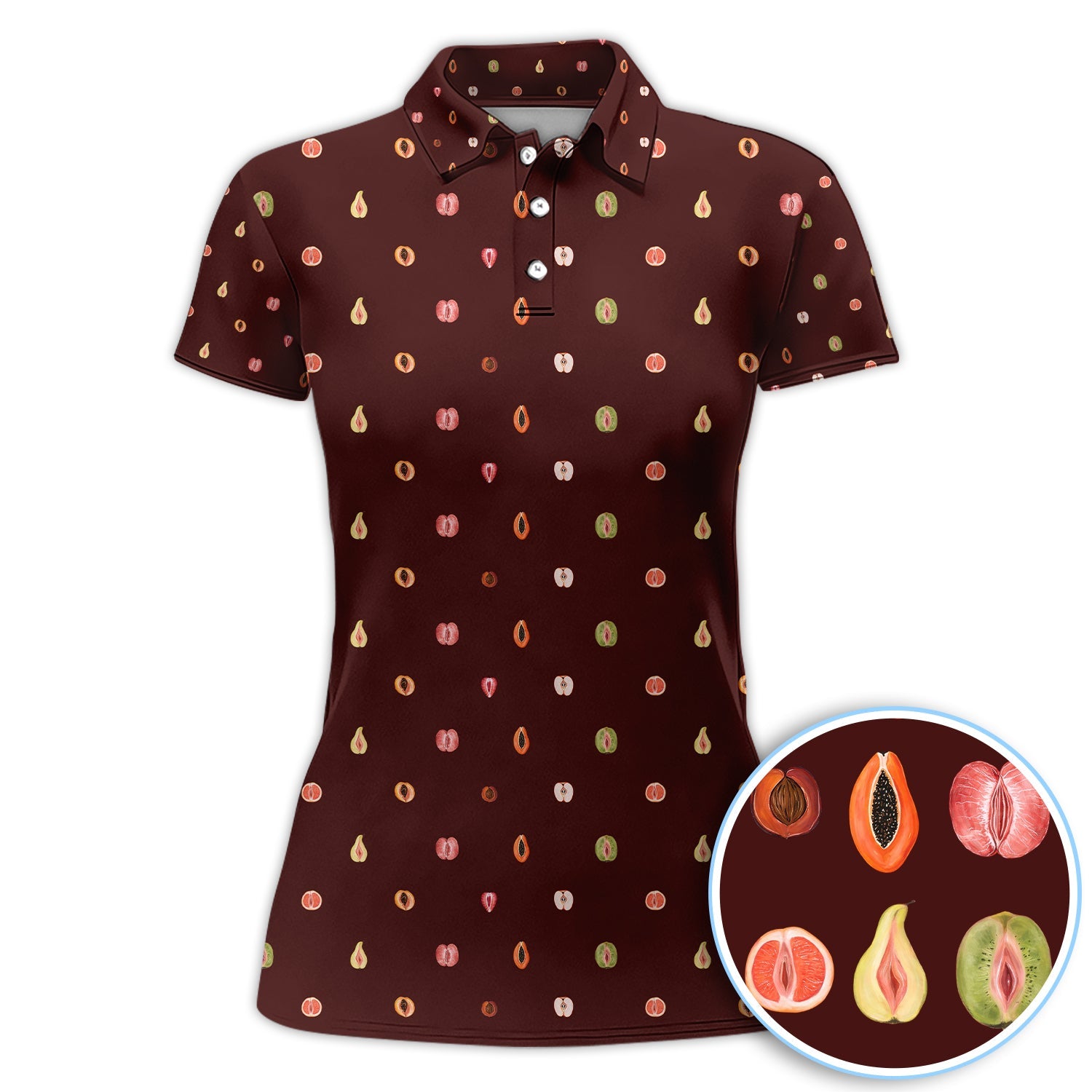 Fruits Abstract Pattern Golf Shirt, Crazy Golf Polos For Golfer, Golf Gift For Men