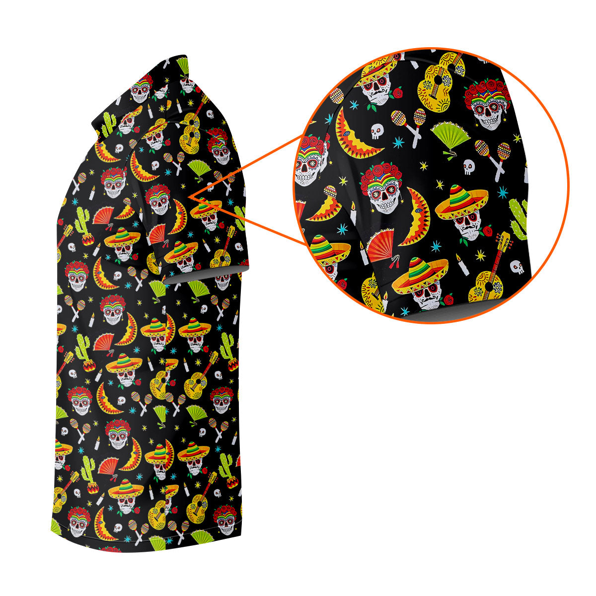 Day Of The Dead Mexican Symbols Cinco De Mayo Celebration Fiesta Themed Golf Shirts For Men