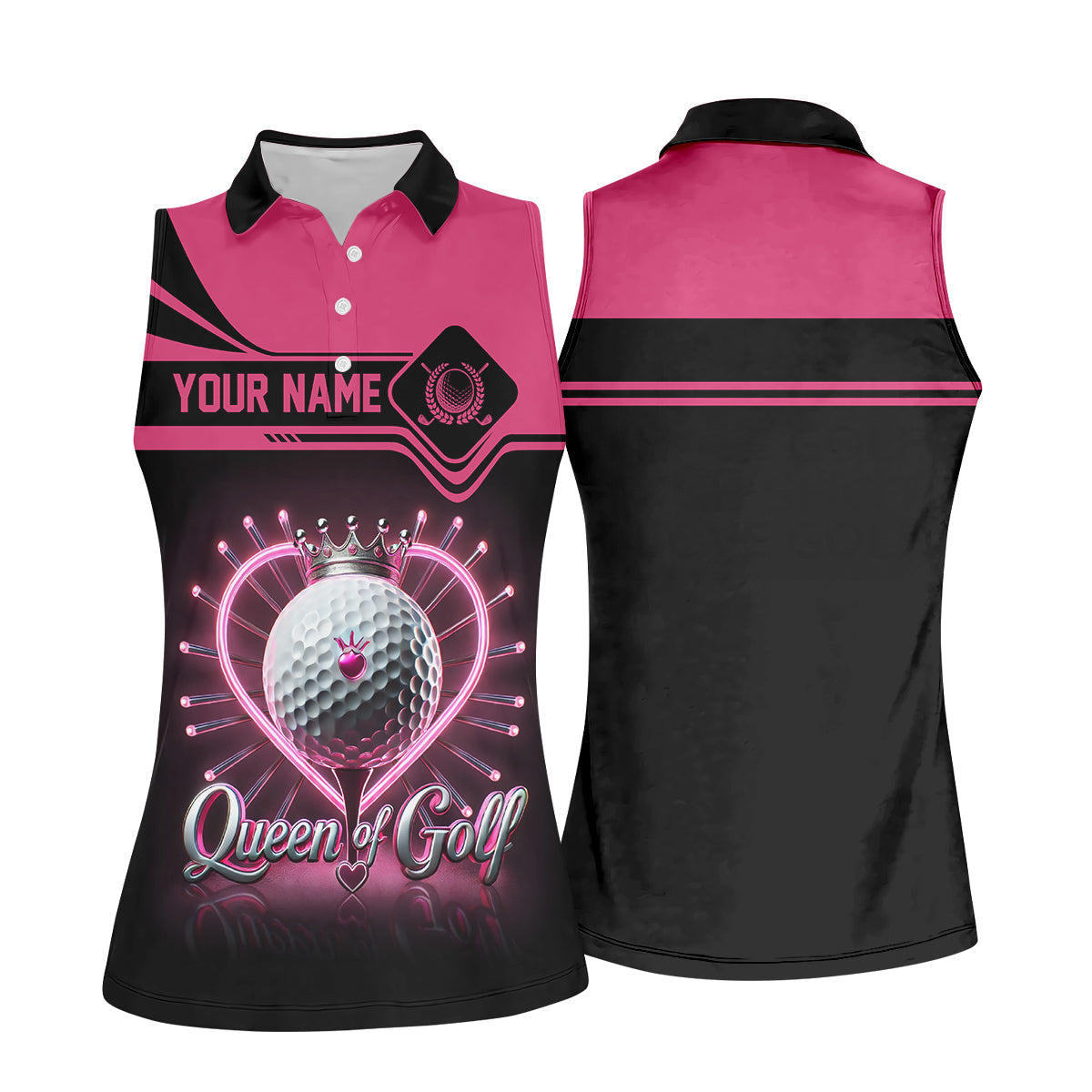 Queen Of Golf Custom Funny Womens Golf Polo ShirtLadies Golf Shirt, Mothers Day Gifts