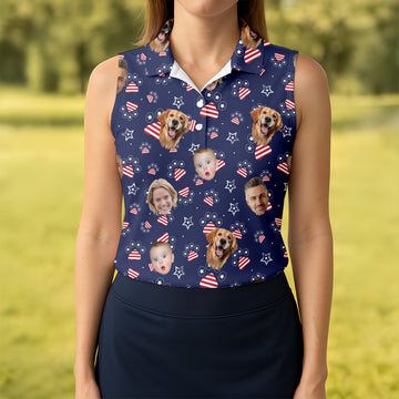 Custom Family Golf Shirt, Patriotic Golf Shirt, USA Golf Shirt For Ladies, Women's Golf Polo Shirt