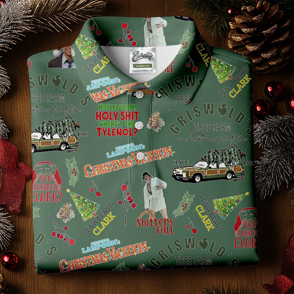Tree Farm Moss Green Christmas Golf Shirt, Fun Women's Golf Shirts, Ladies Golf Polos