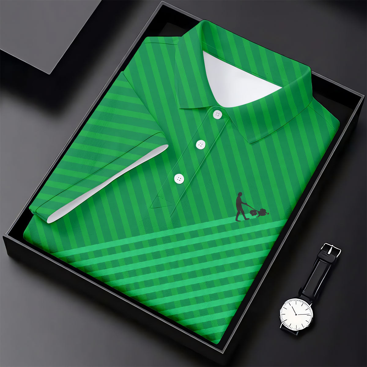 Lawn Mower Green Cross Stripe Women's Golf Tops, Ladies Golf Shirts, Women's Polo Shirt