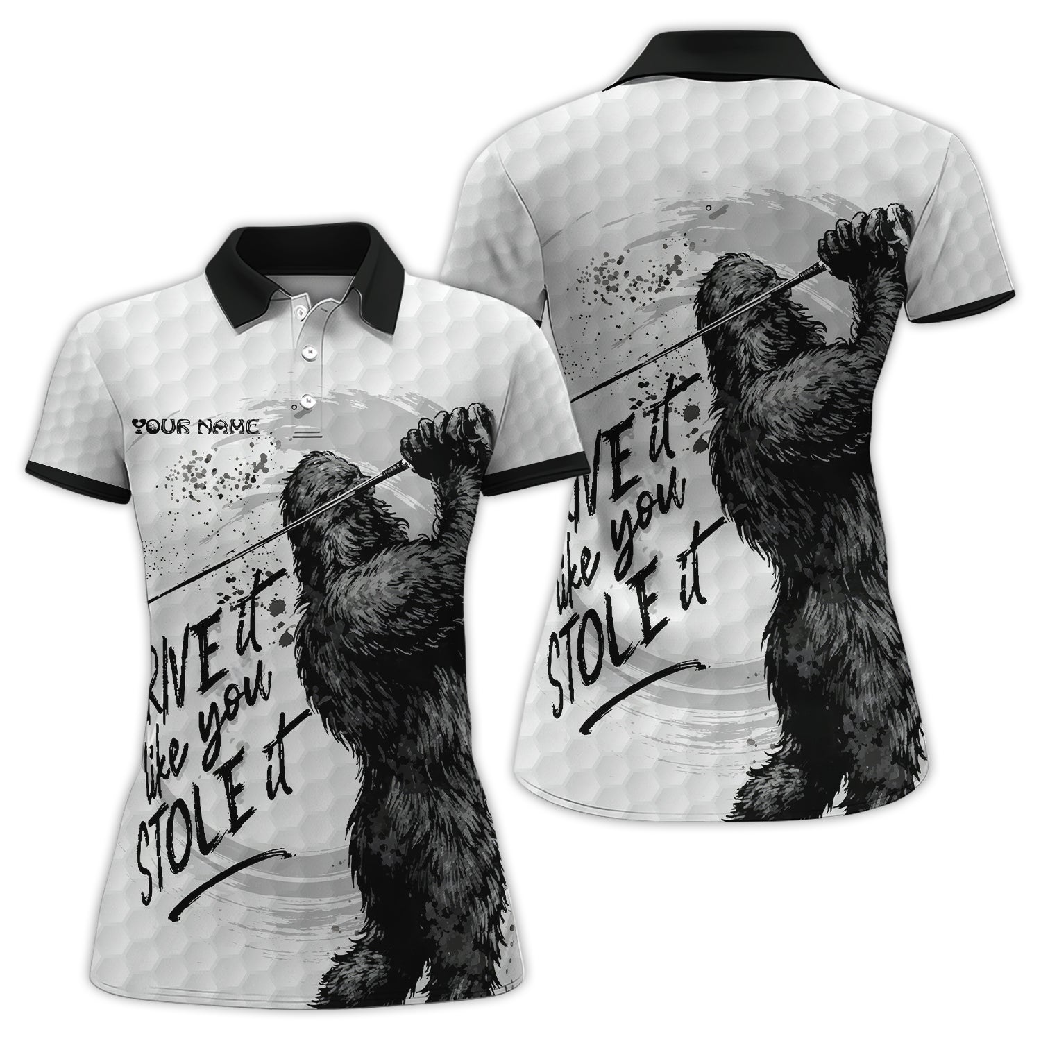 Bigfoot Golf Polos, Drive It Like You Stole It Men’s Golf Shirt, Crazy Golf Gift For Golfer