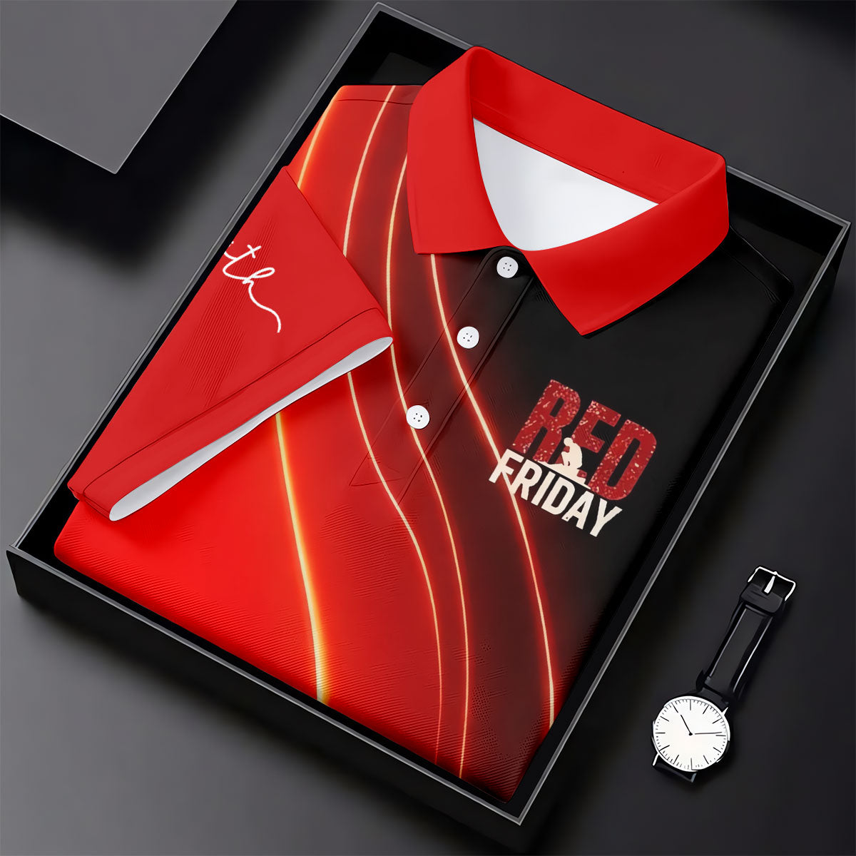 Red Friday Red Black Gradient Faith 4th Of July Golf Shirt, 250 Years Polo Shirts For Men