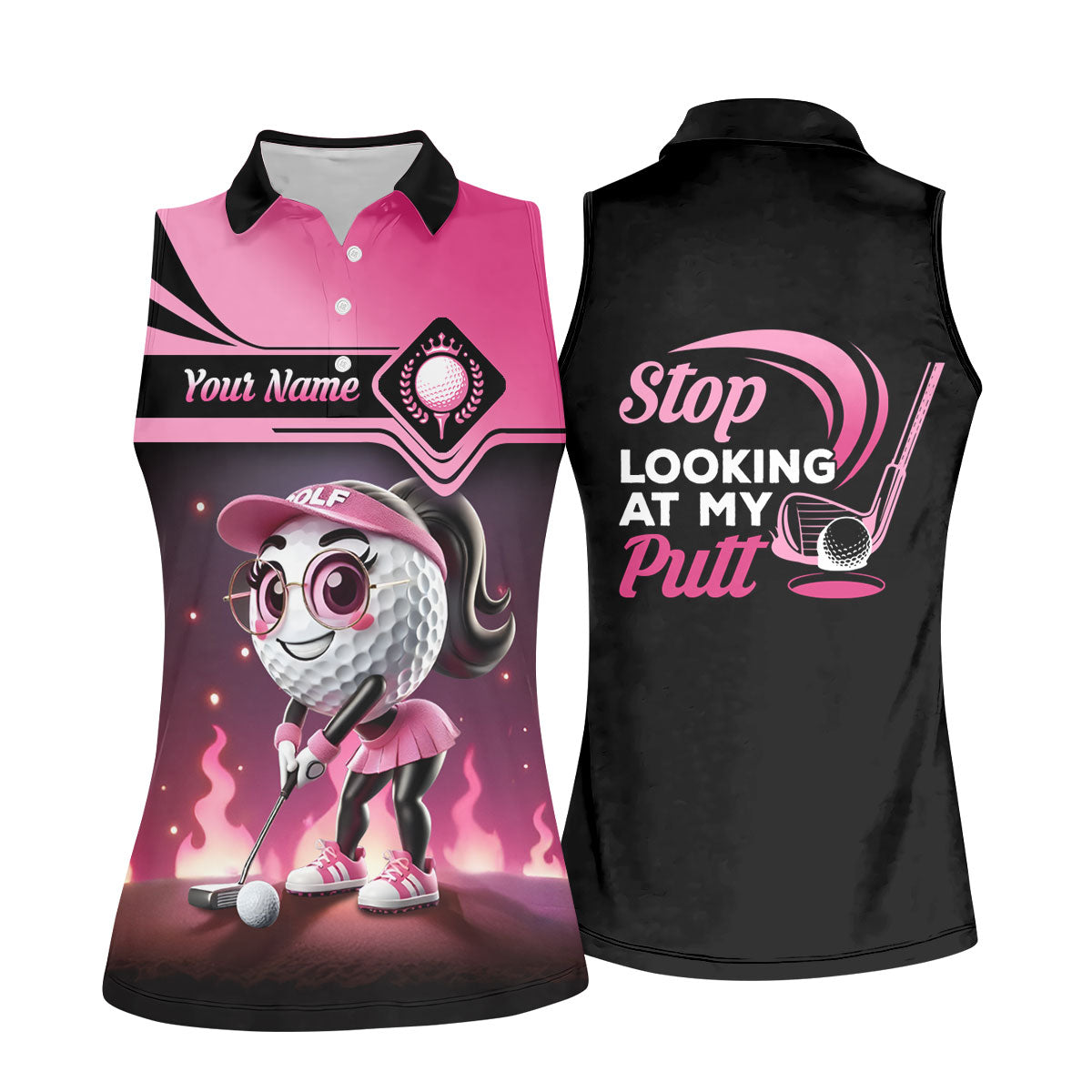 Stop Looking At My Putt Personalized Golf Polo ShirtWomens Golf Gifts, Mothers Day Gifts