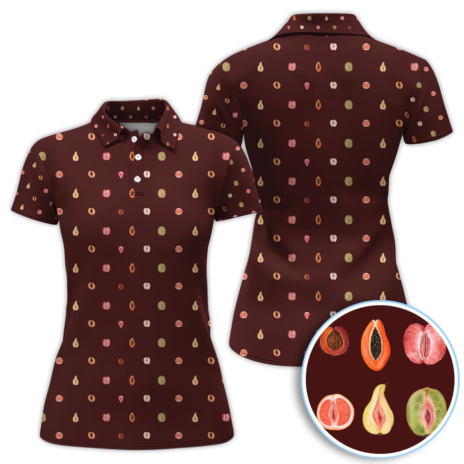 Fruits Abstract Pattern Golf Shirt, Crazy Golf Polos For Golfer, Golf Gift For Men