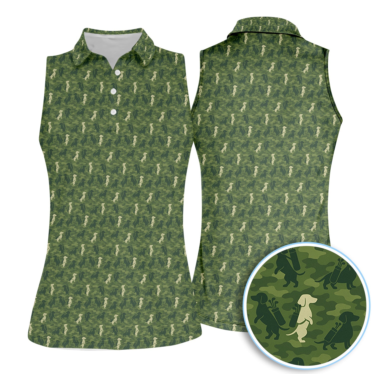 Dachshund Golf Shirt For Golfer, Funny Camo Dog Pattern Golf Shirt, Crazy Golf Shirt For Women