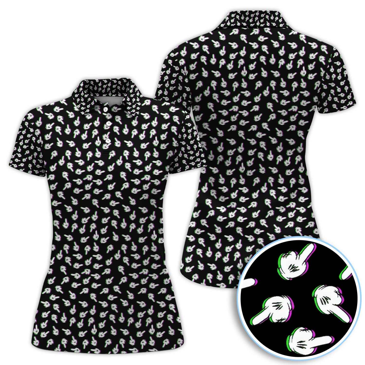 Funny Finger Pattern Golf Shirt, Crazy Golf Polos For Golfer, Golf Outfit For Men