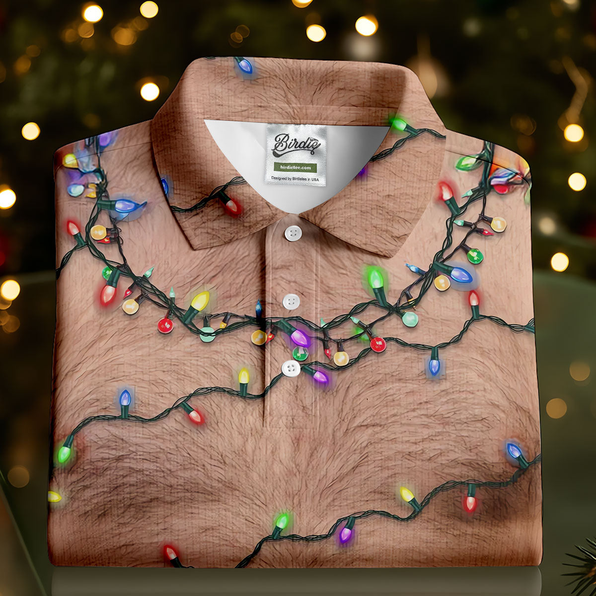Funny Hairy Chest Women's Golf Tops, Christmas Golf Shirt, Ladies Golf Polos, Golf Gift For Ladies