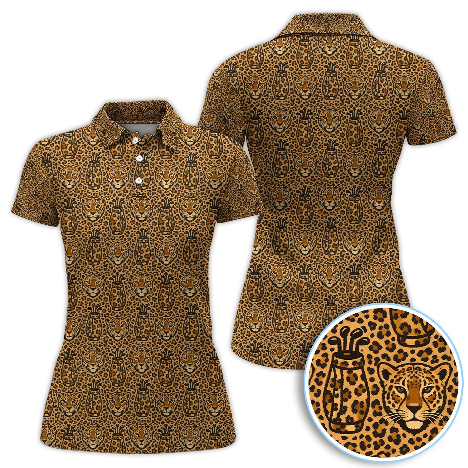 Leopard Pattern Golf Shirt, Crazy Golf Polos, Funny Golf Gift For Golfer