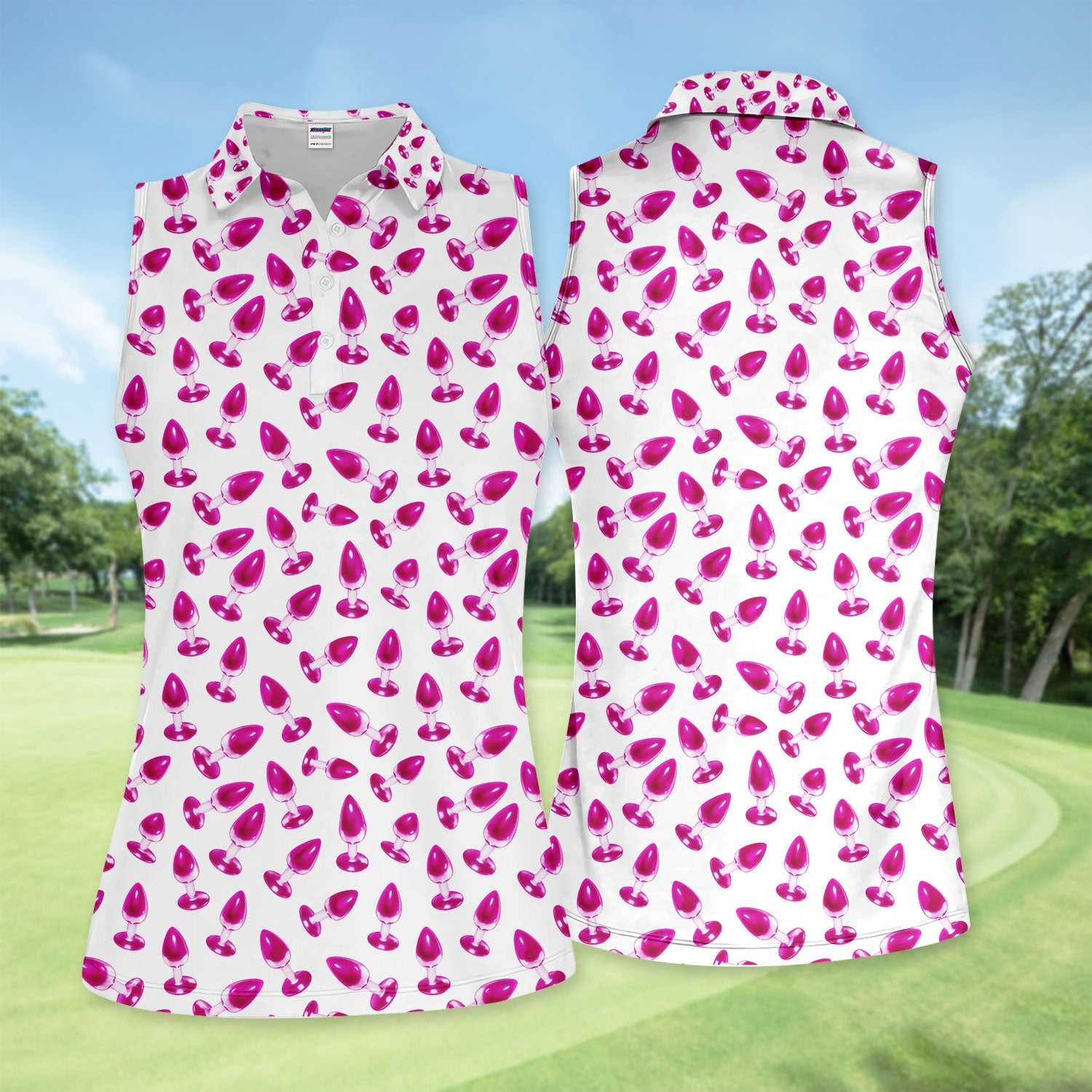 Funny Pink Plug Pattern Shirt, Adult Humor Golf Shirt For Women, Bachelor Party Gift