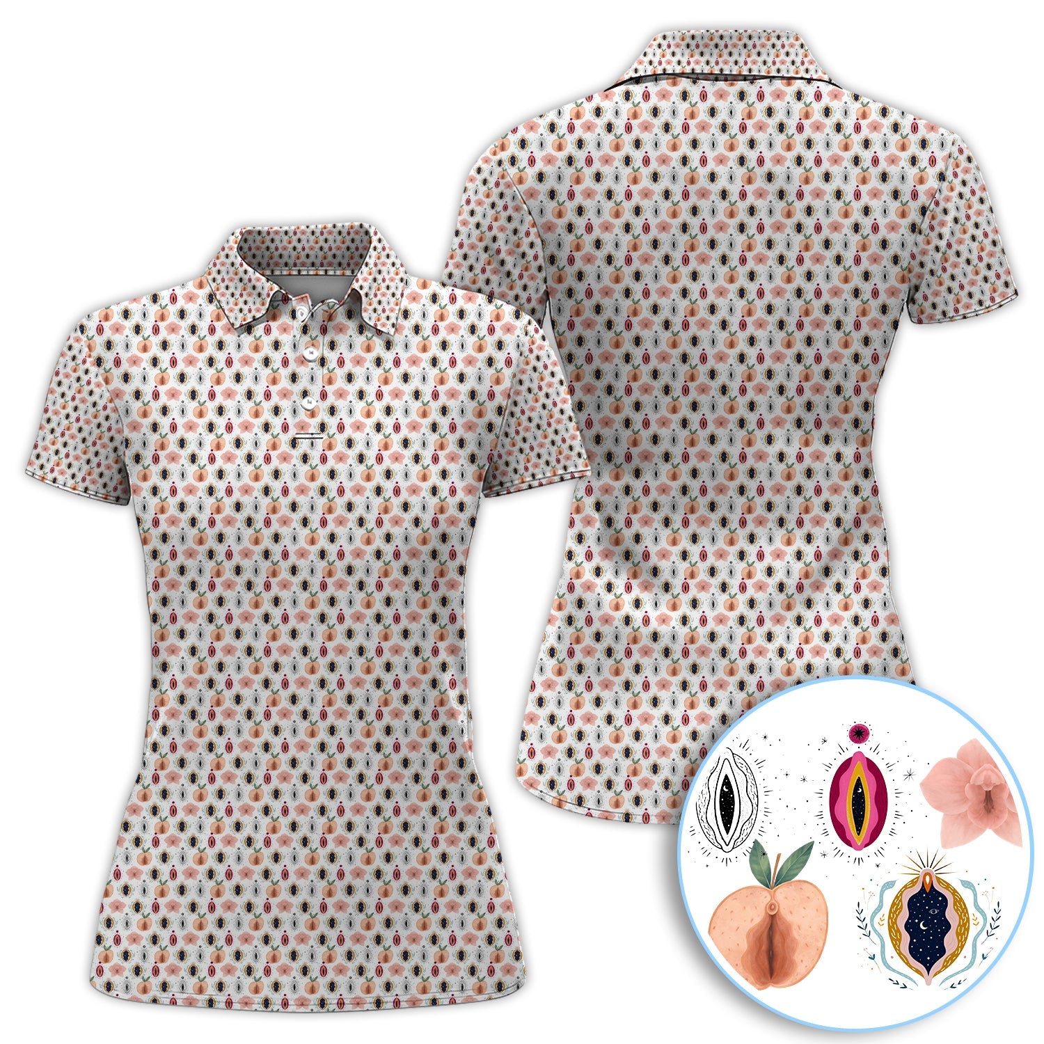 Abstract Floral Art Pattern Golf Polos, Crazy Golf Shirt For Men, Funny Golf Gift For Golfer