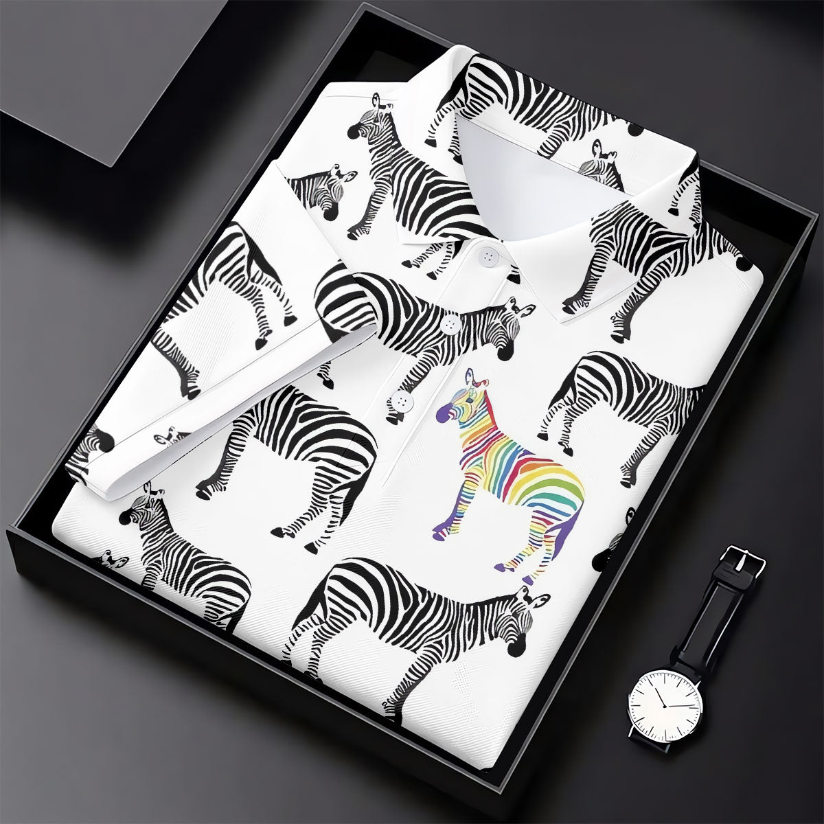 Rainbow Zebra Be Yourself Pride Month Support Golf Tops For Men, LGBT Community Polo Shirts For Men