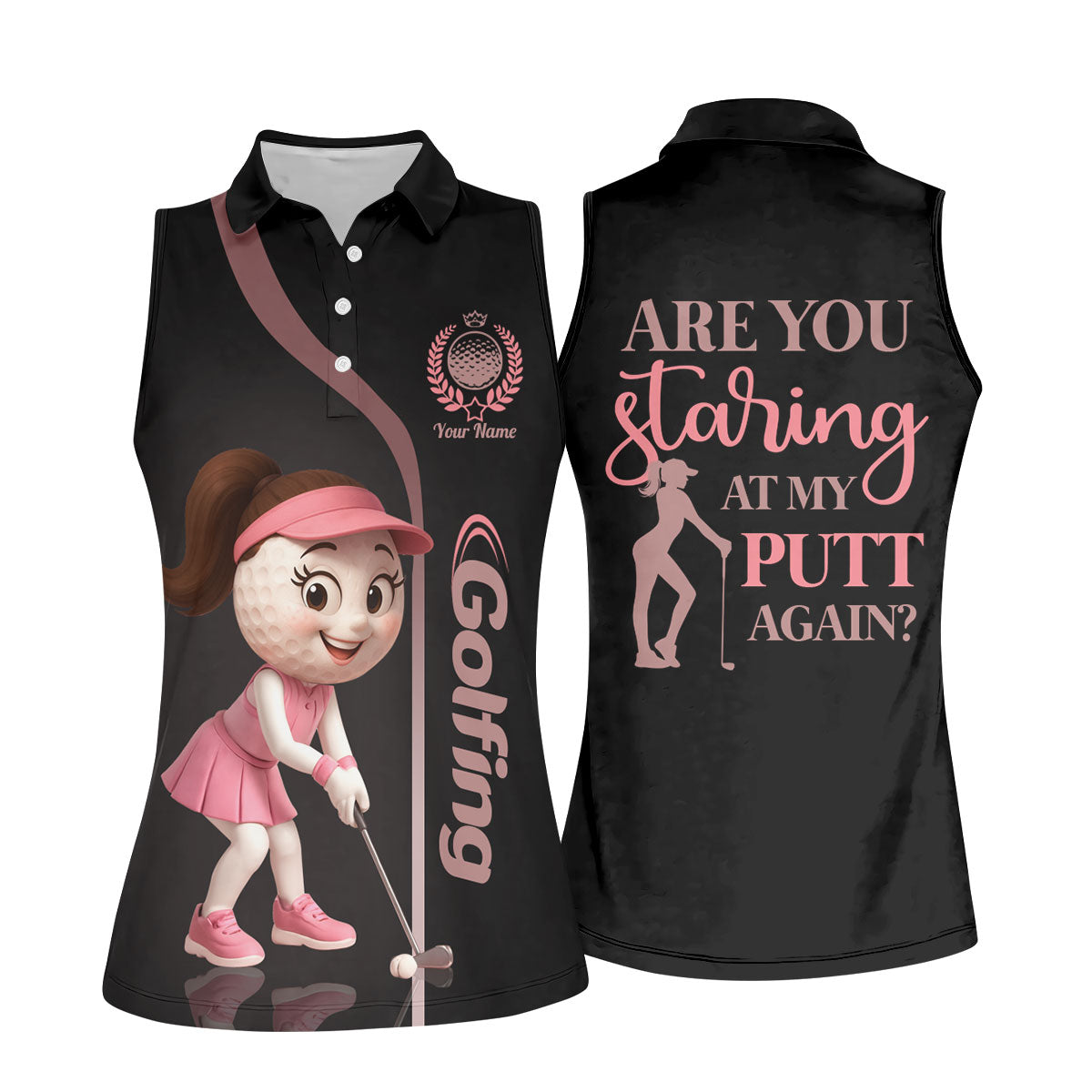 Are You Staring At My Putt Again Custom Womens Golf Polo ShirtLadies Golf Shirts, Womens Golf Clothes
