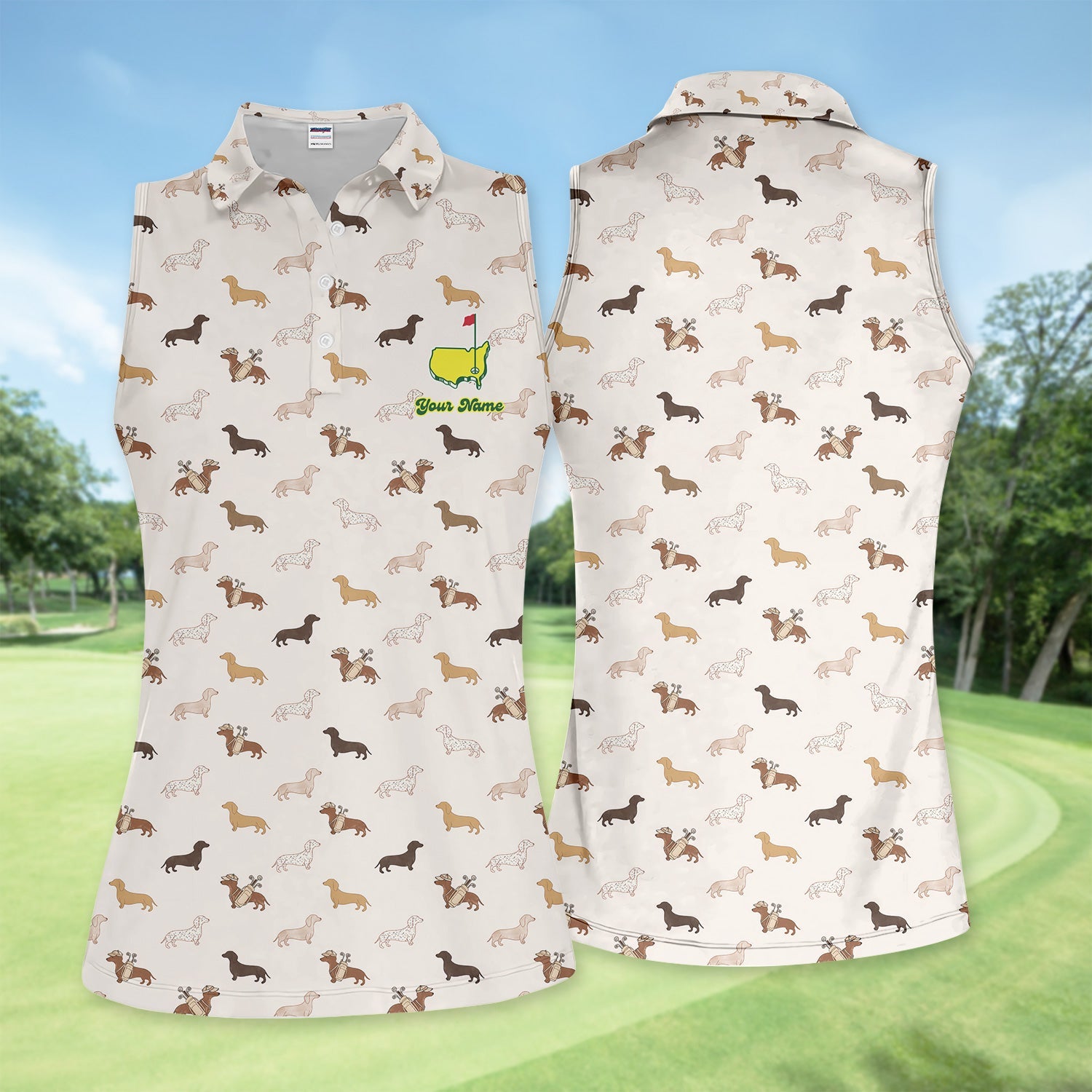 Personalized Dachshund Dog Golf Pattern Shirt, Cute Dachshund Golf Shirt For Women, Dog Lover Golf Gift