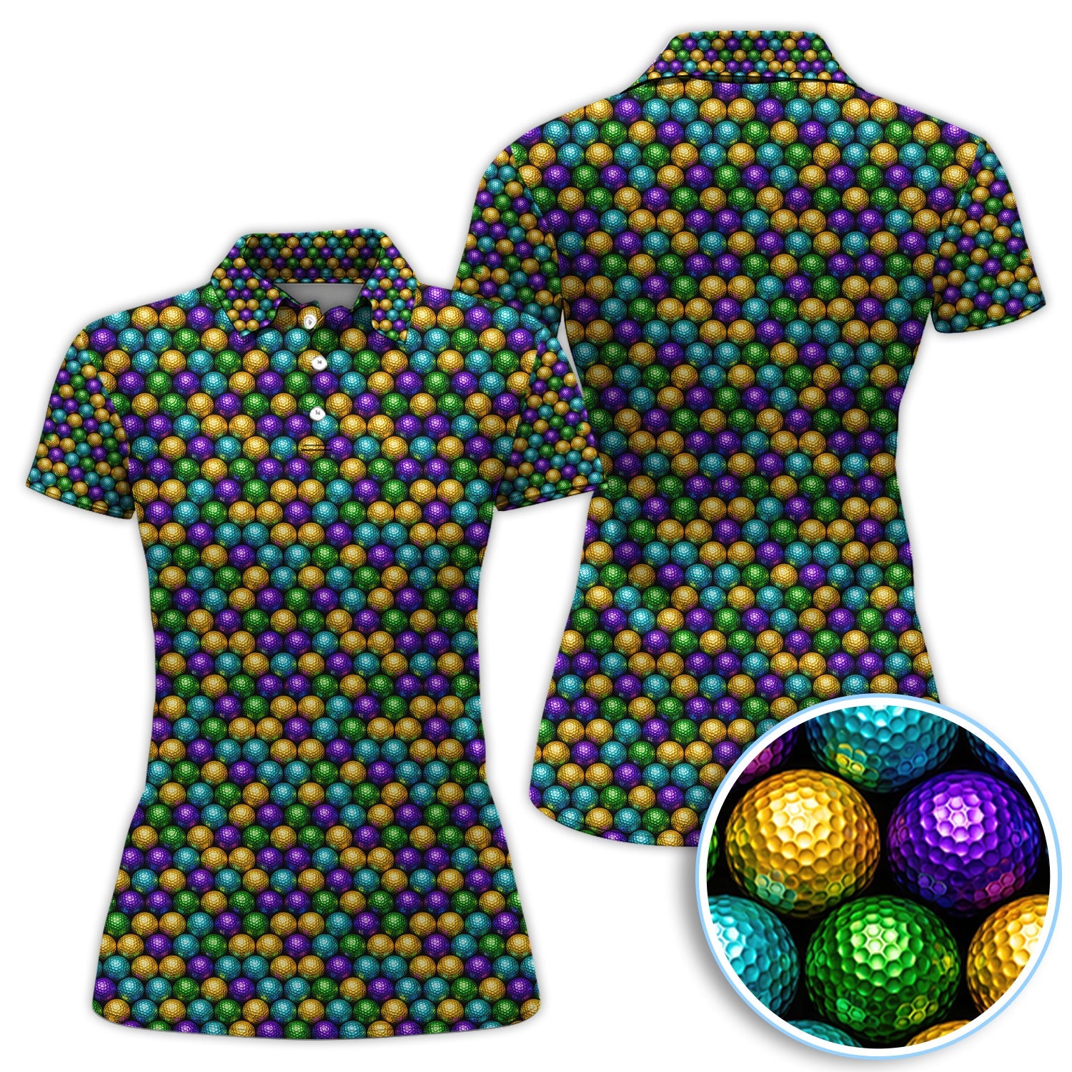 Disco Ball Pattern Golf Polos, Mardi Gras Golf Shirt For Men, Golf Gift For Golfer