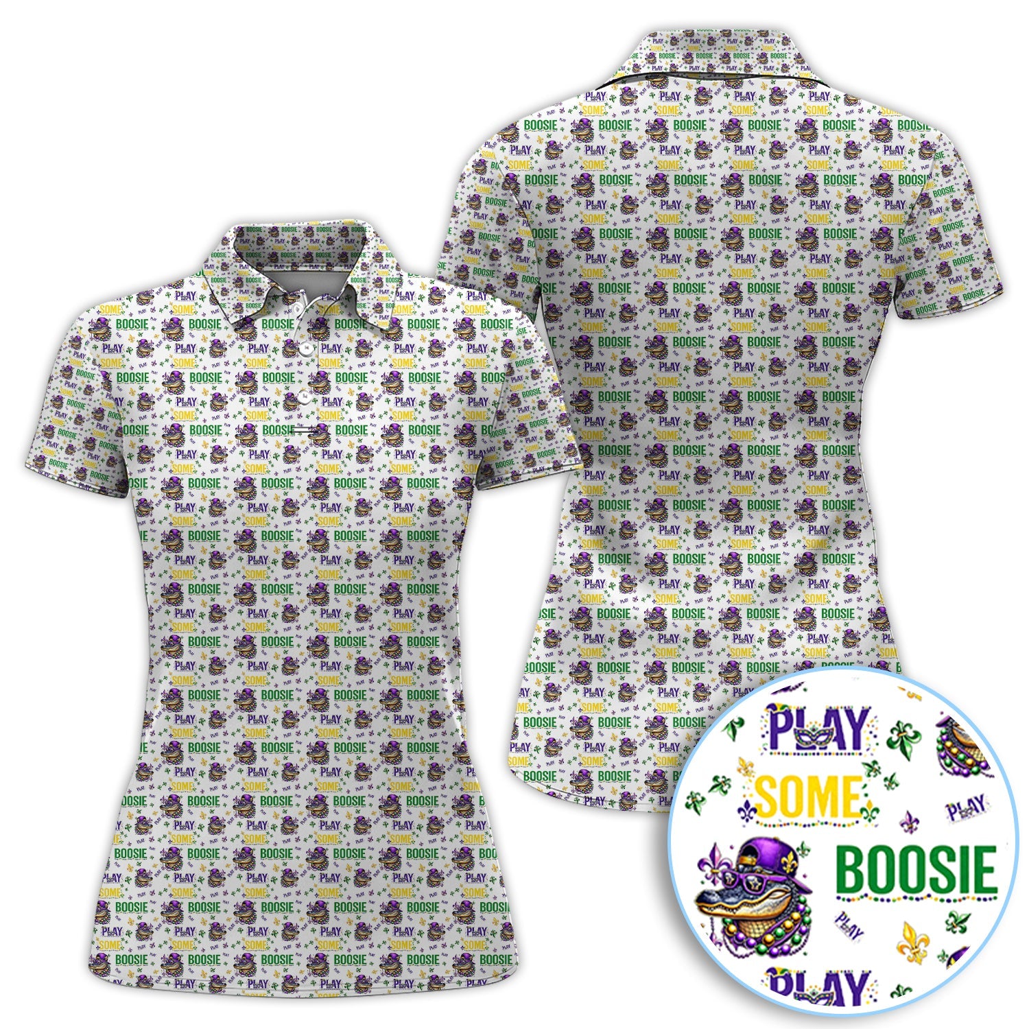 Play Some Boosie Pattern Golf Shirt, Mardi Gras Golf Polos For Golfer, Men Golf Gift