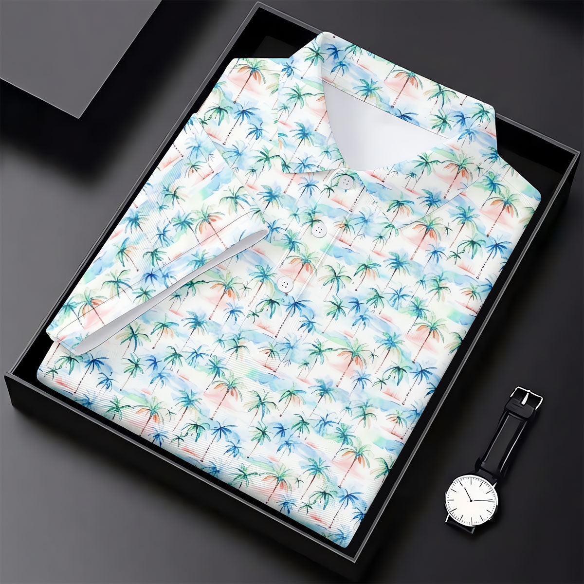 Watercolor Palm Tree Hawaiian Golf Shirt, Summer Vibe Women's Golf Tops, Ladies Golf Shirts