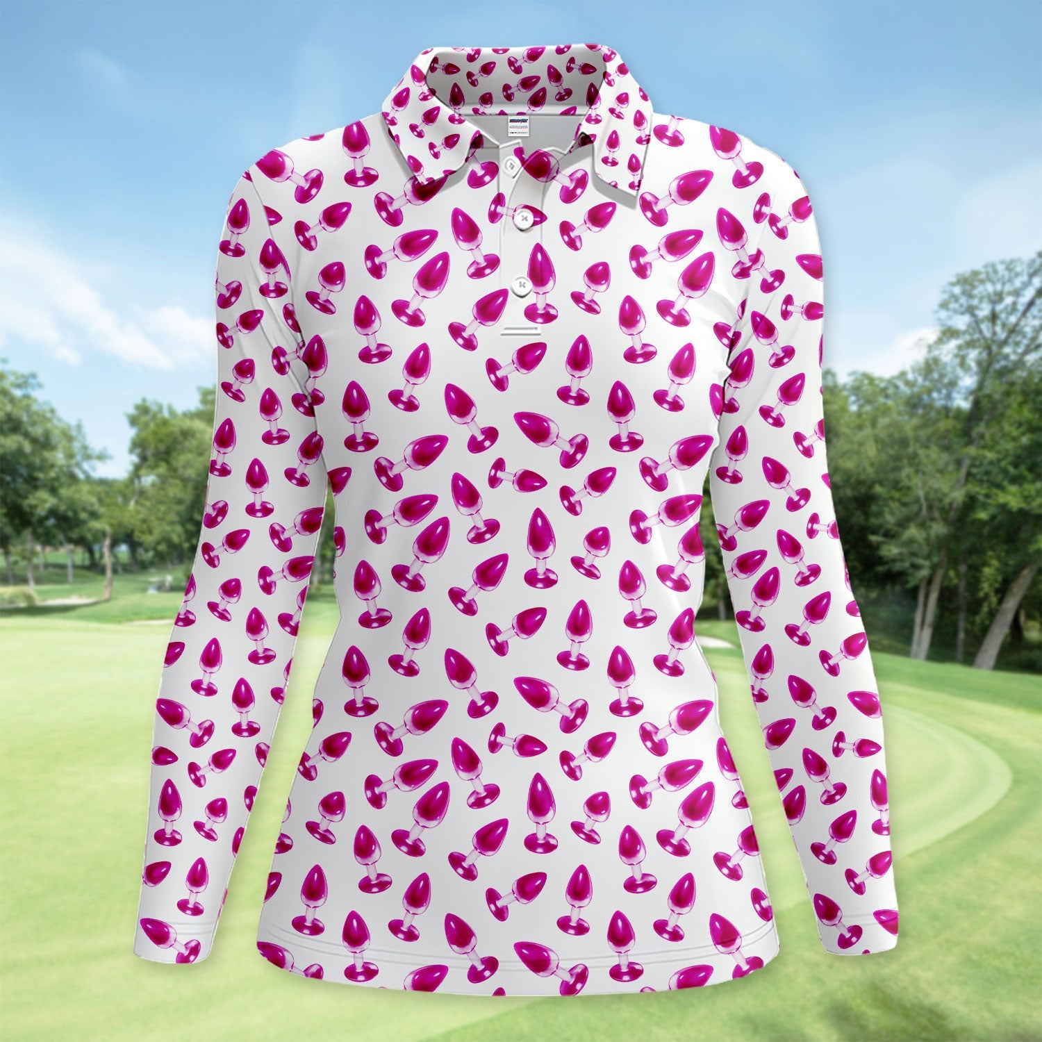Funny Pink Plug Pattern Shirt, Adult Humor Golf Shirt For Women, Bachelor Party Gift